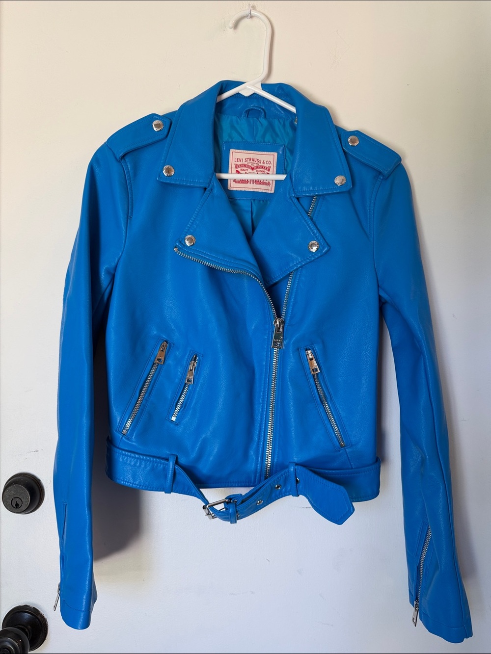Levi's vegan Faux Leather Moto Jacket blue small